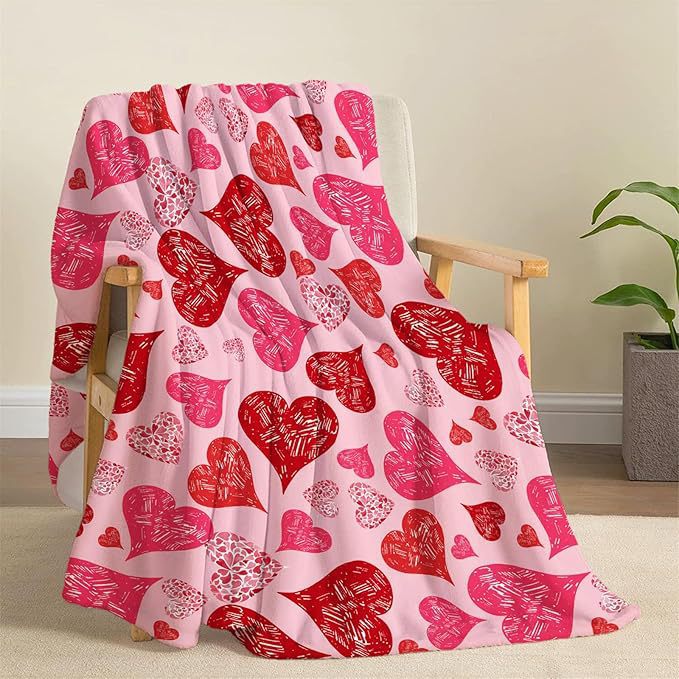 Valentine’s Day Heart Pattern Plush Throw Blanket