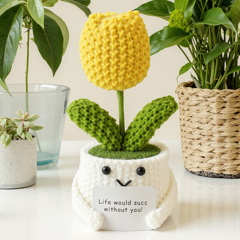 Handmade Crochet Succulent Cactus Mini Potted Plants Decor
