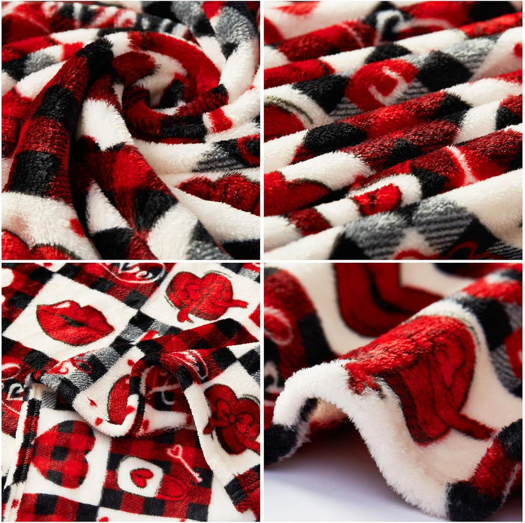 Valentine’s Day Heart Print Throw Blanket Sofa Bed Decor