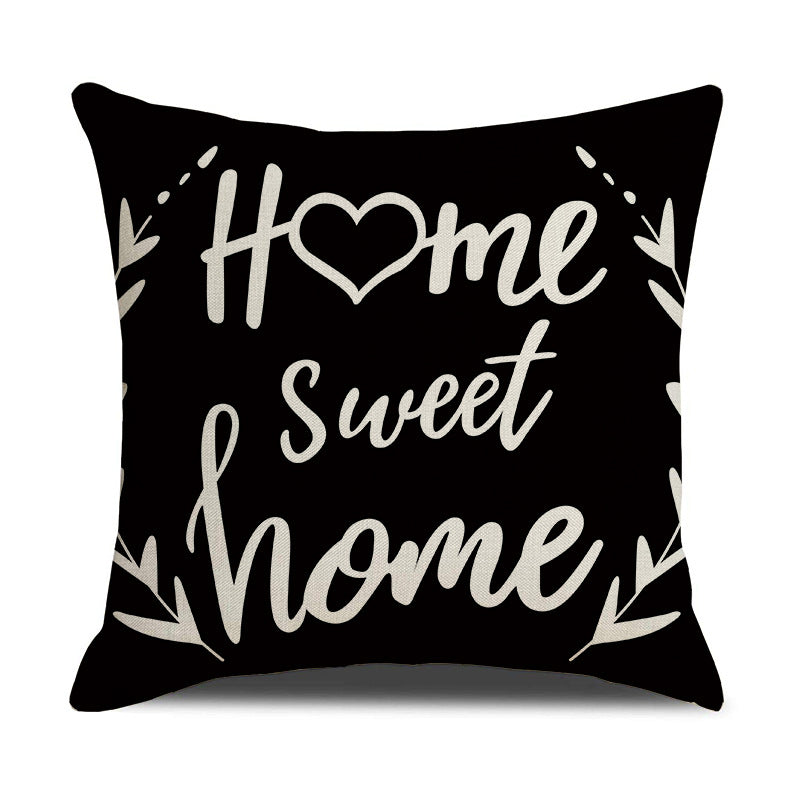 Linen Geometric Letter Throw Pillow Cover Square Sofa Decor