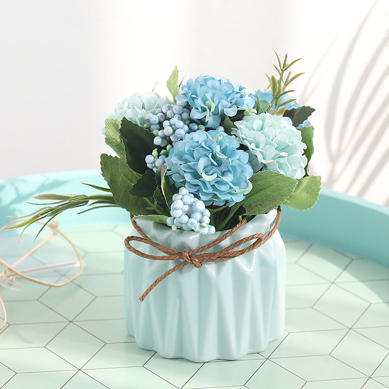 Artificial Flower Pot Arrangement Ceramic Vase Table Decor