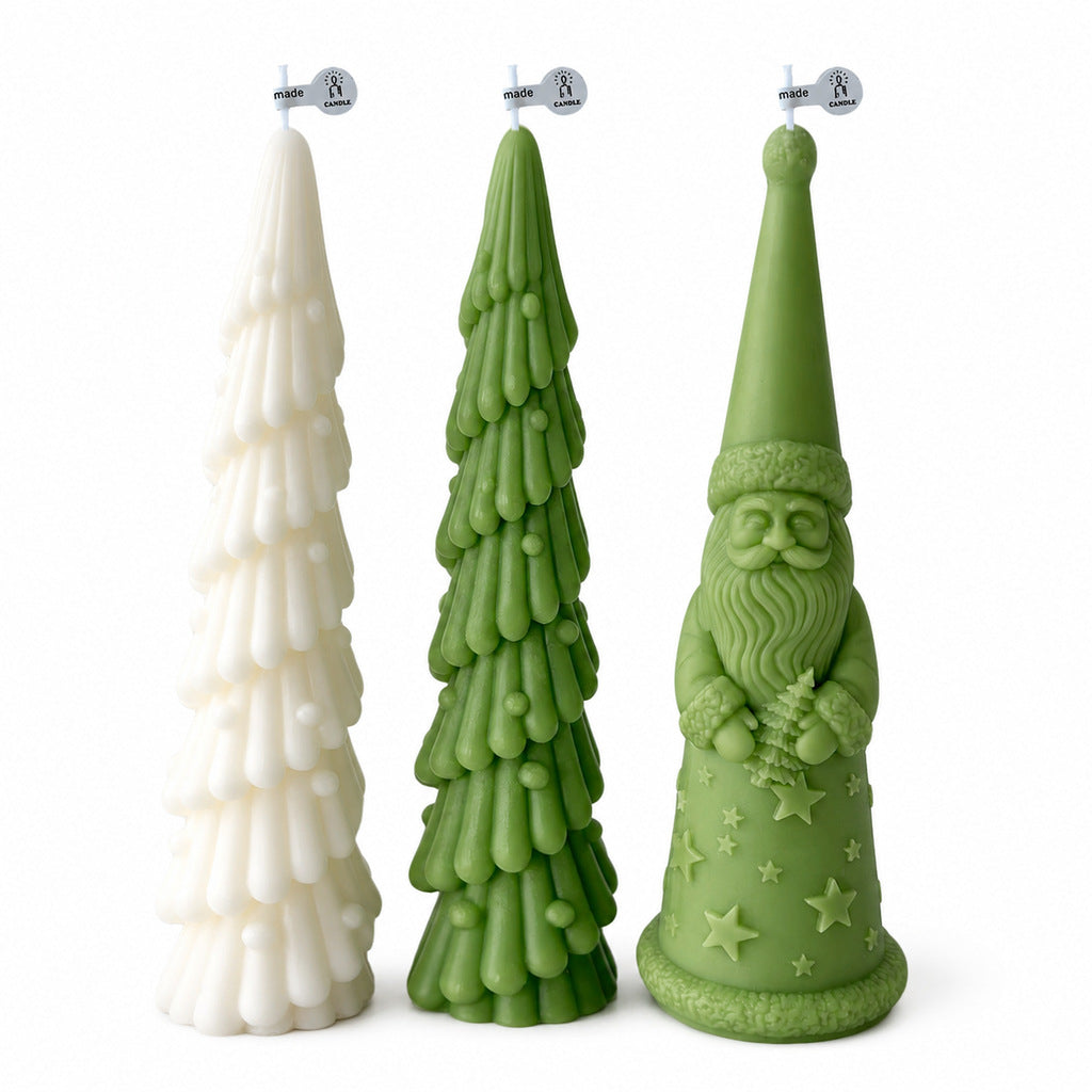 Santa Claus Christmas Tree Candle for Holiday Home Decor Gift