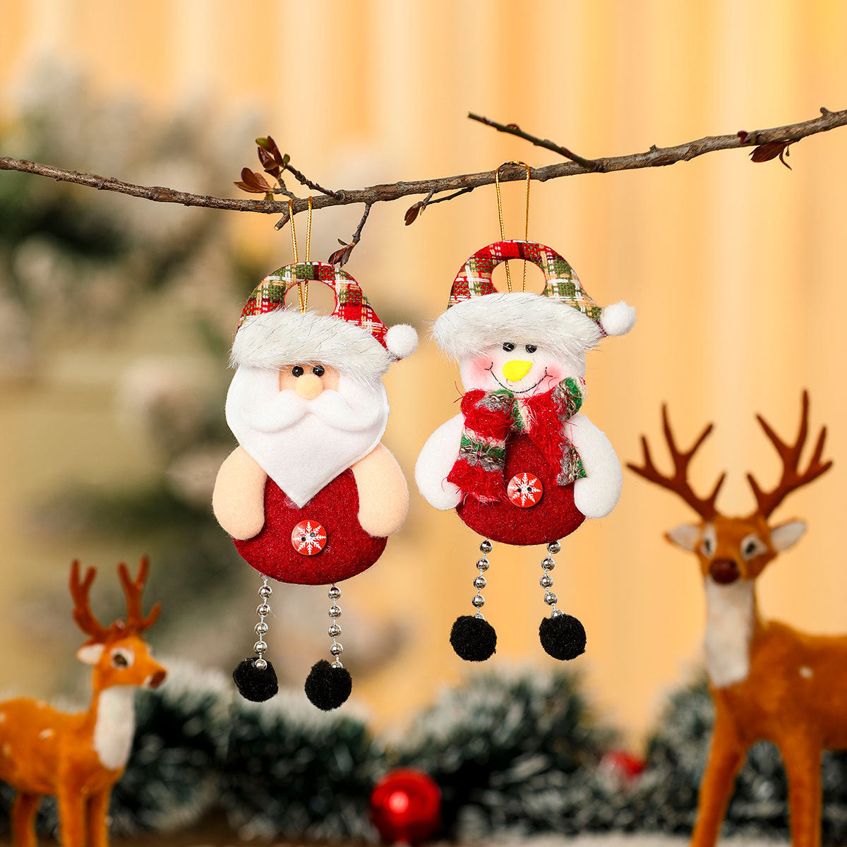 Plush Christmas Character Hanging Ornament Holiday Decor Set