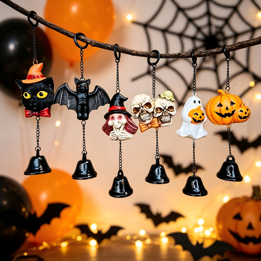 Resin Halloween Bell Hanging Ornament Metal Chain Decor