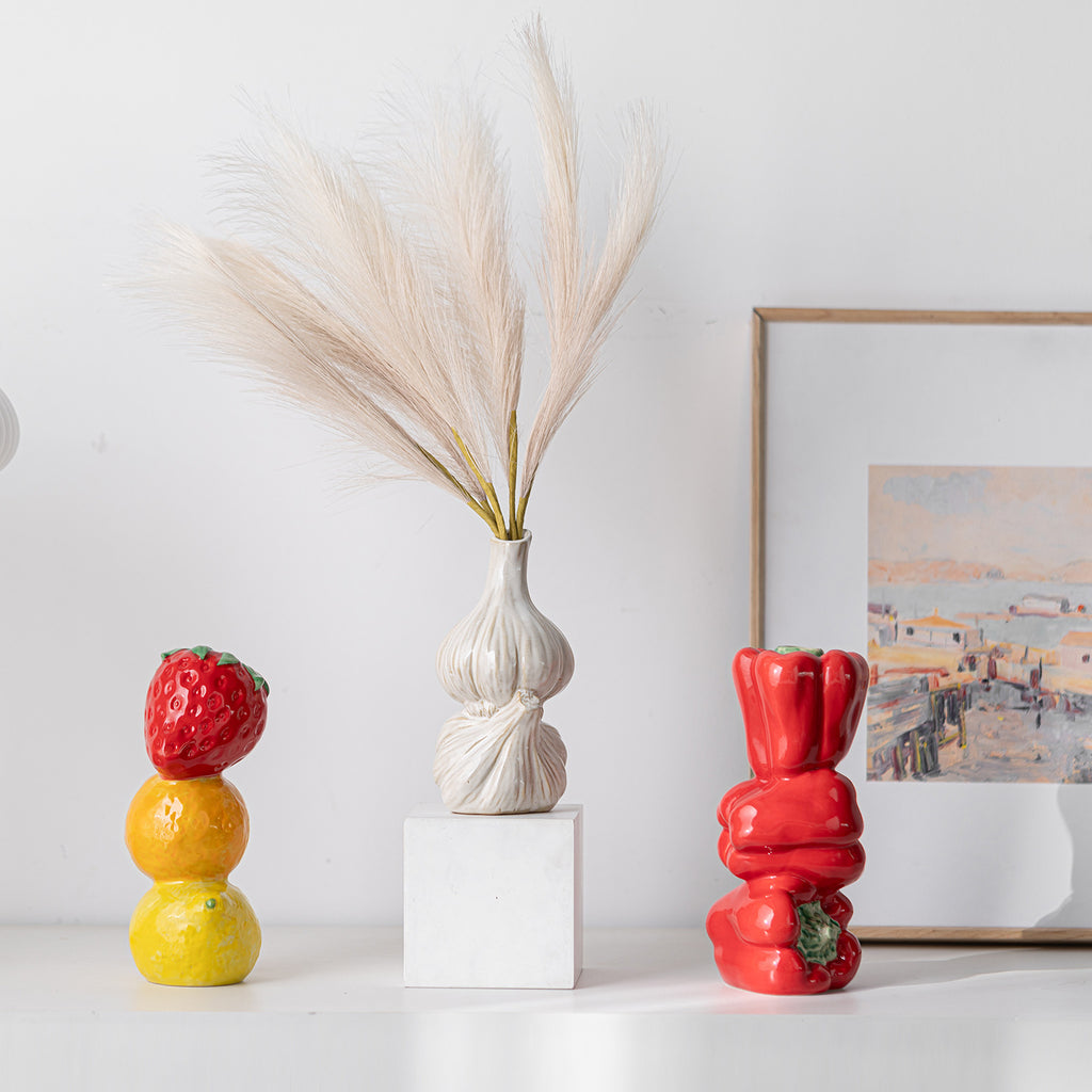 Ceramic Fruit Stack Vase Decorative Tabletop Centerpiece