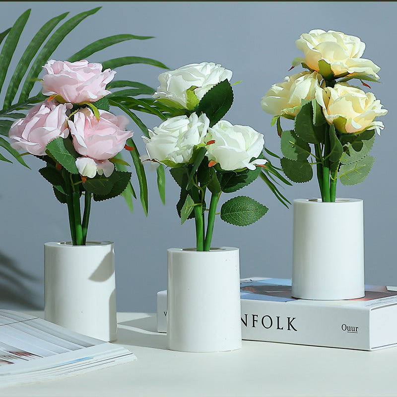 LED Rose Flower Night Light Table Lamp Bedroom Decor