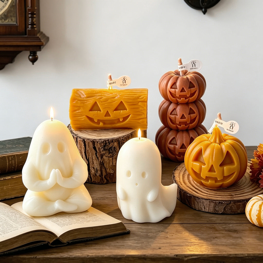 Halloween Ghost Pumpkin Candle Seasonal Decor Cute Holiday Gift