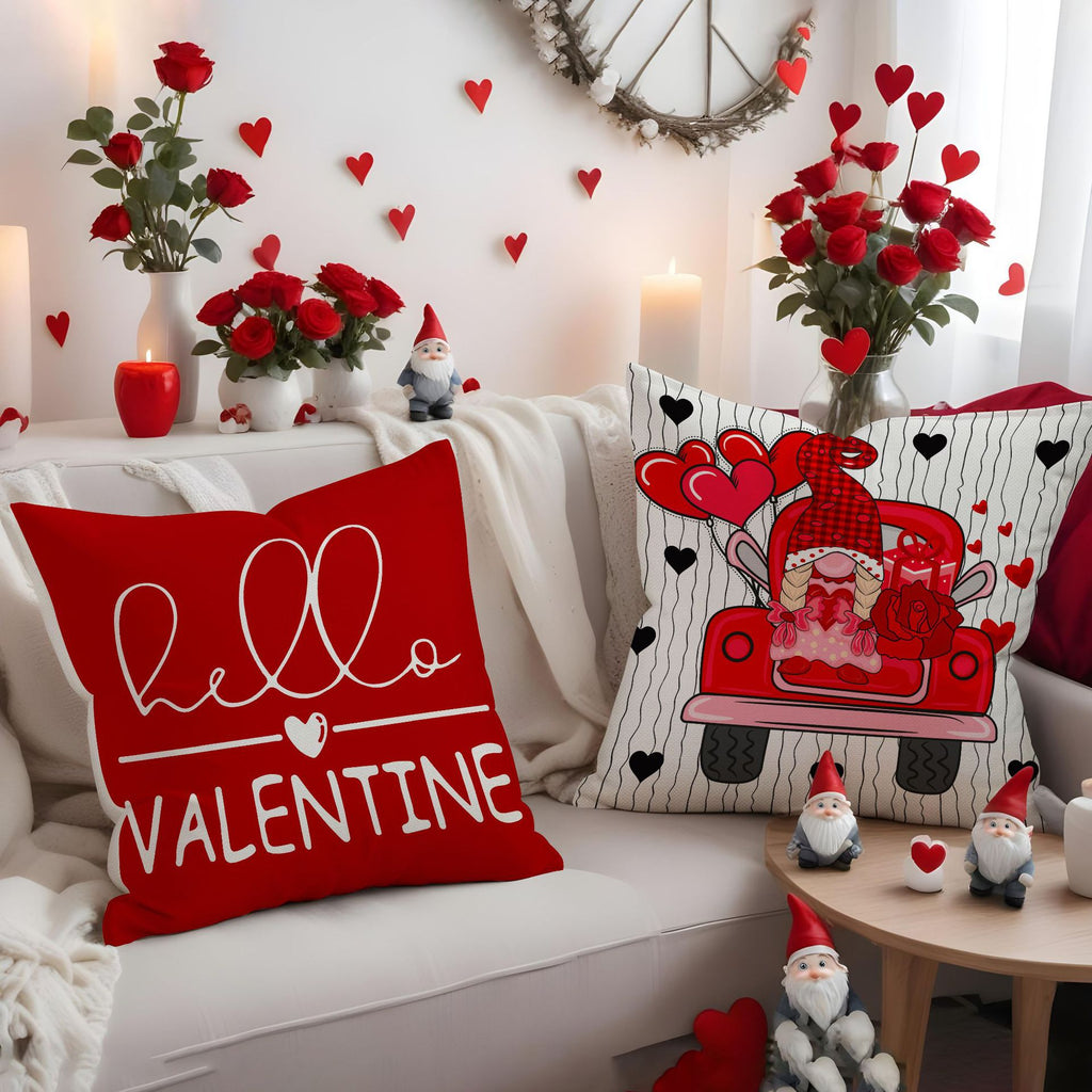 Valentine Red Heart Throw Pillow Cover Romantic Home Decor