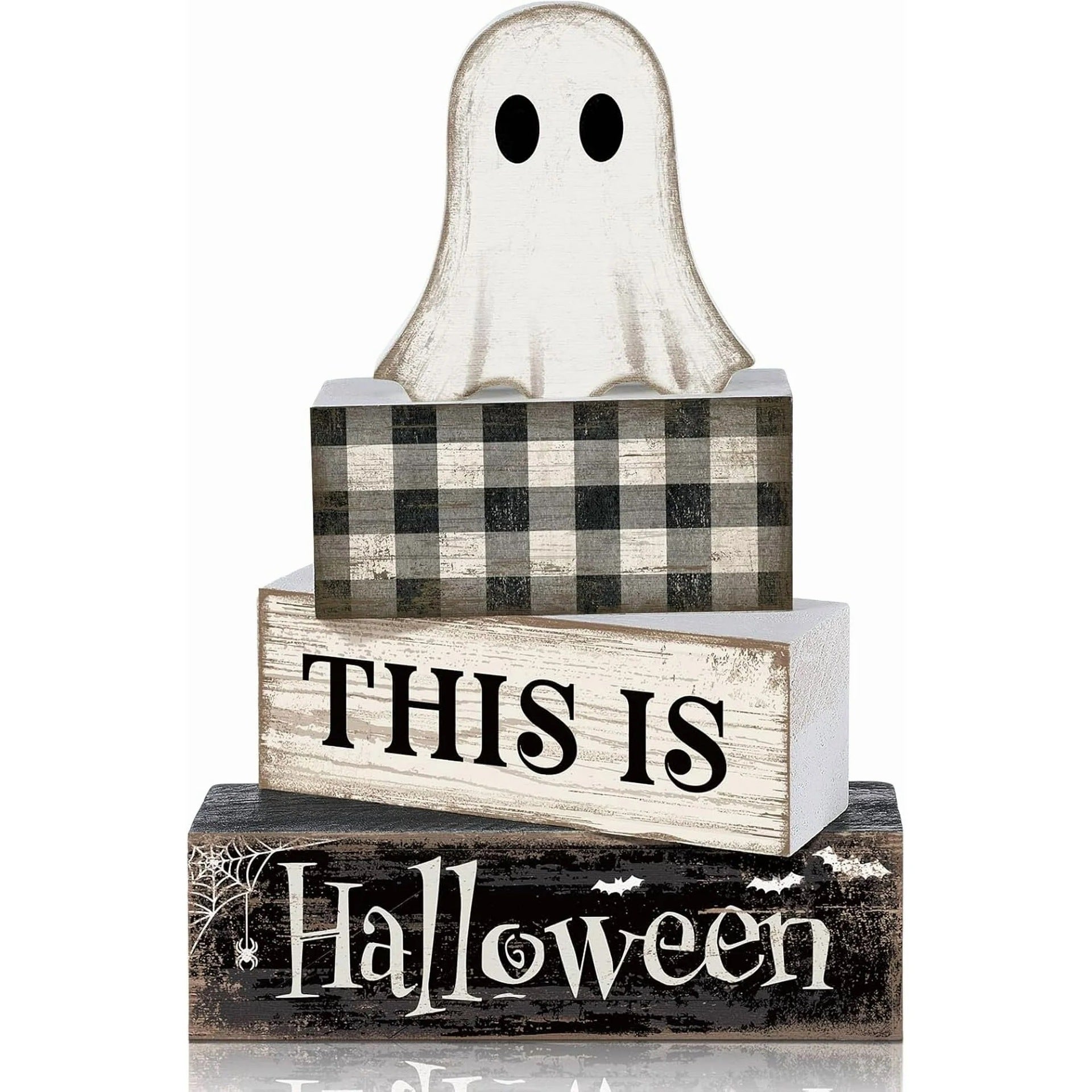 Halloween Tiered Tray Decor PVC Ghost Pumpkin Tabletop Ornament