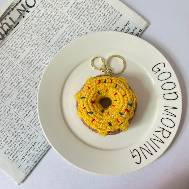 Crochet Donut Plush Keychain Cute Food Charm