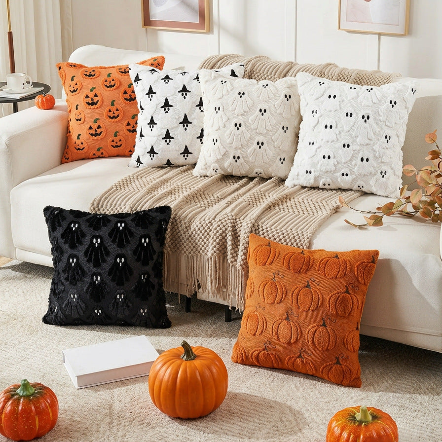 Halloween Ghost Pumpkin Pillow Cover Fall Home Decor