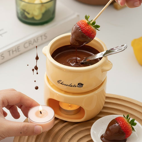 Ceramic Chocolate Fondue Mug with Hollow Warmer Base