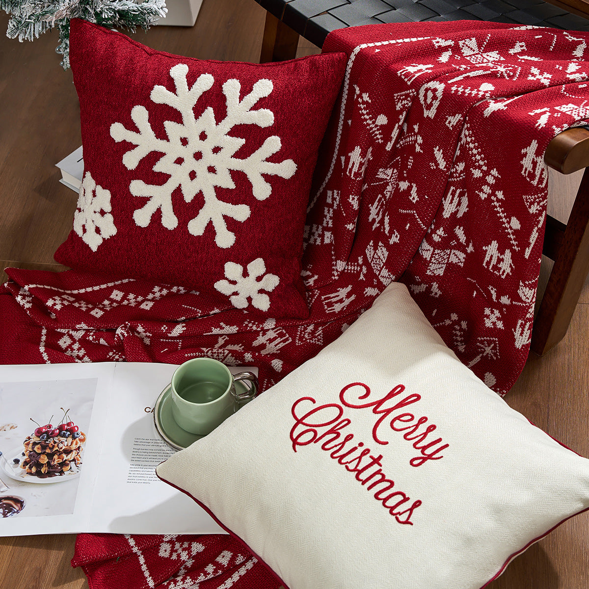 Christmas Embroidered Pillow Covers Snowflake Truck 18x18 in