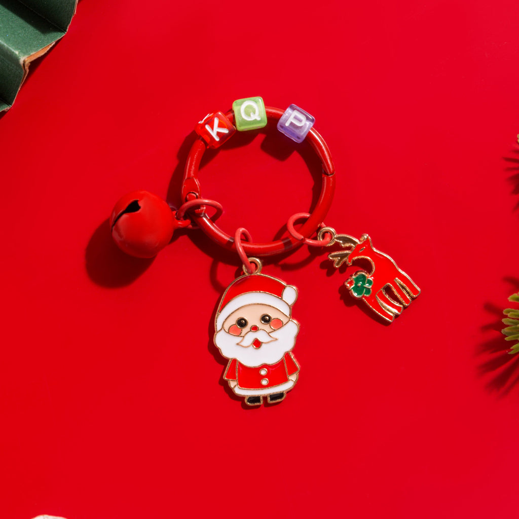 Christmas Santa Snowman Tree Charm Keychain Holiday Accessory