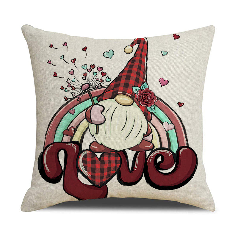 Valentine Gnome Love Pillow Covers Set Linen Couples Decor