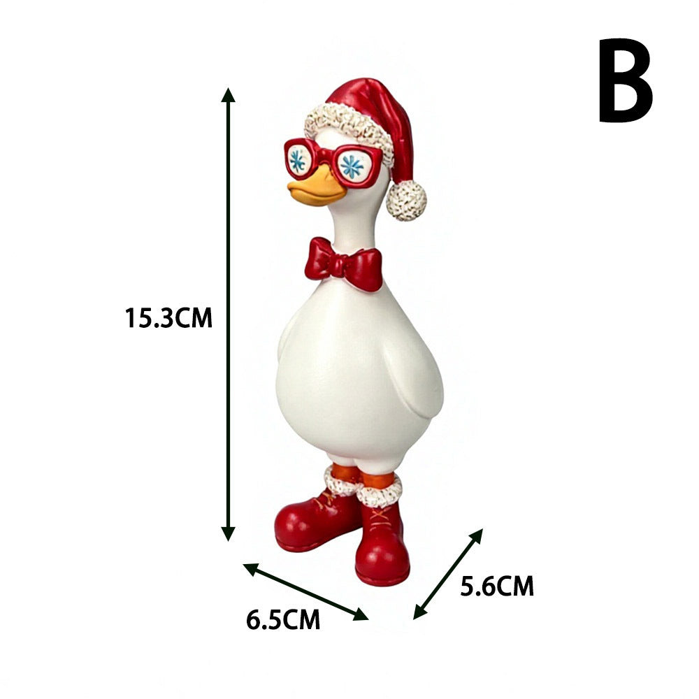 Cute Resin Christmas Duck Figurines Holiday Tabletop Decor