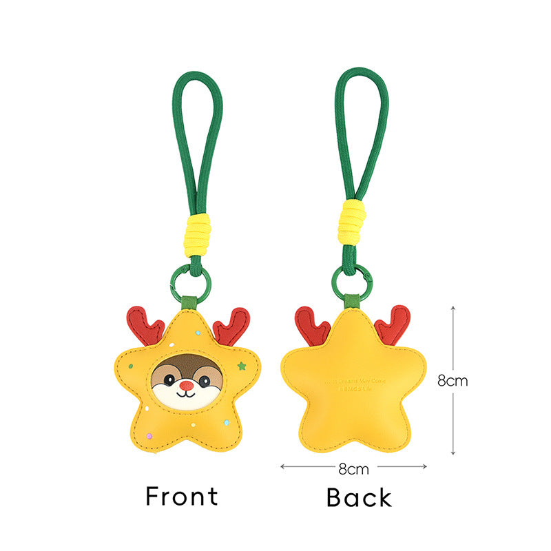 Christmas PU Leather Holiday Charm Keychain Ornament