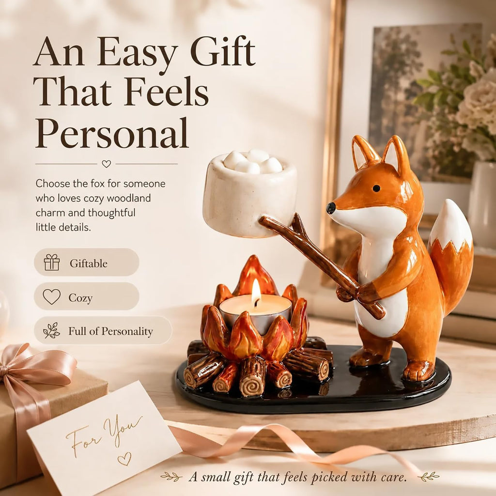 Cute Campfire Animal Tea Light Holder Resin Home Decor