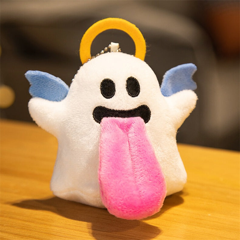 Halloween Plush Keychain Bead Chain Ghost Charm Bag Accessory