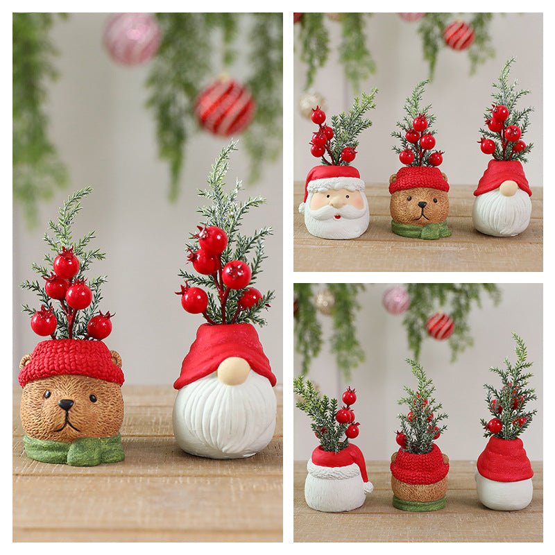 Foam Cement Christmas Character Planter Holiday Tabletop Decor