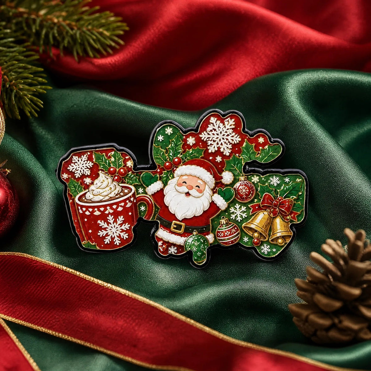 Christmas Santa Enamel Pin Brooch Holiday Jewelry