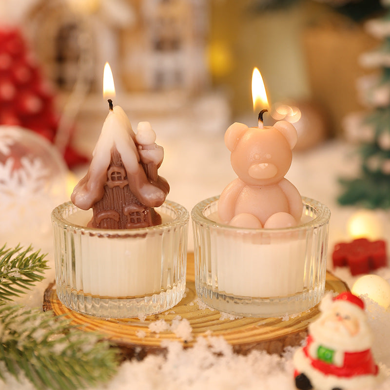 Christmas Glass Cup Scented Candle Holiday Home Decor