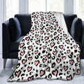 Valentine Leopard Heart Flannel Throw Blanket Soft Cozy