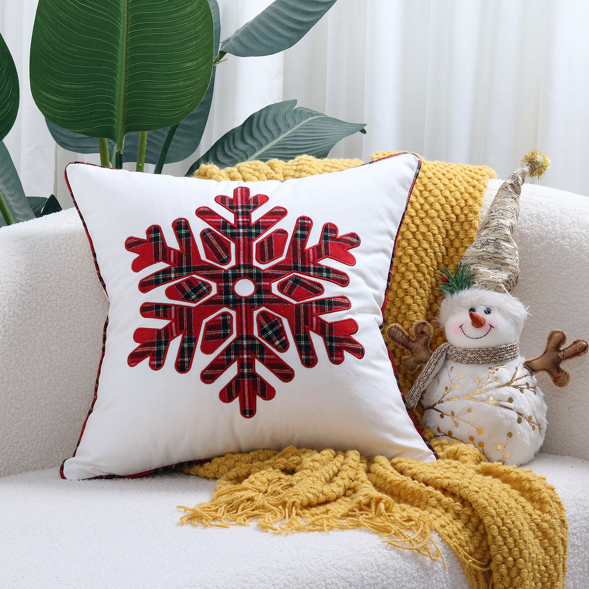 Christmas Embroidered Pillow Covers Snowflake Truck 18x18 in