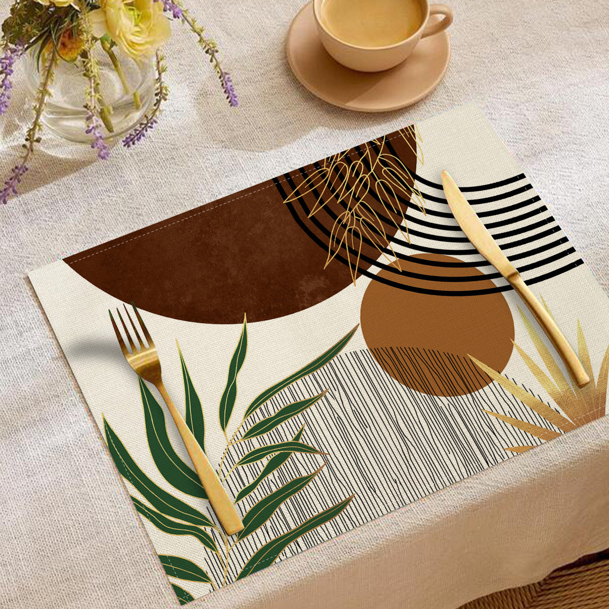 Nordic Geometric Linen Placemats Heat Resistant Table Decor