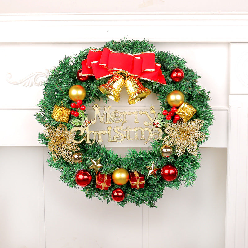 Christmas Wreath with Red Bow and Ornaments Door Decor