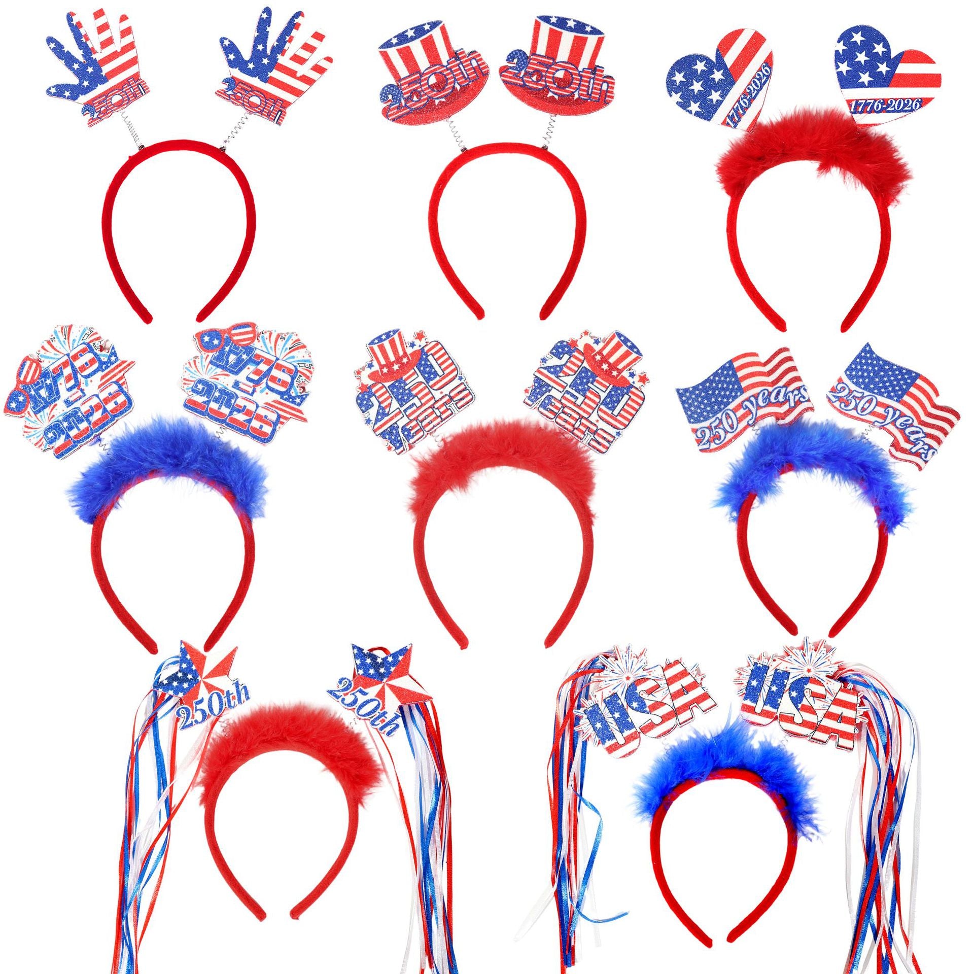 4th of July Patriotic 250th Anniversary Red White Blue Headband