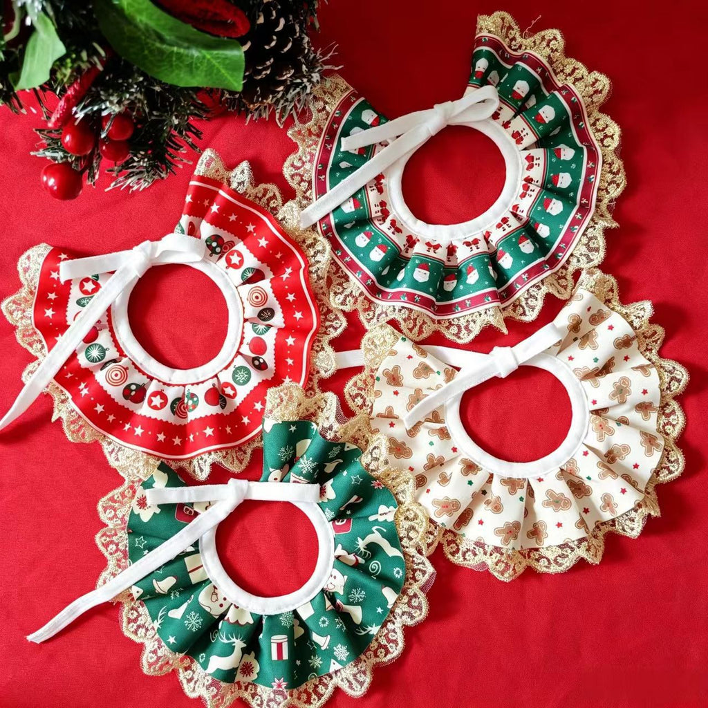 Christmas Pet Collar Ruffle Bandana Holiday Dog Accessory