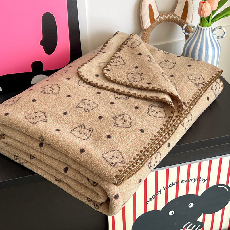 Sherpa Fleece Embroidered Throw Blanket Soft Cozy Home Decor