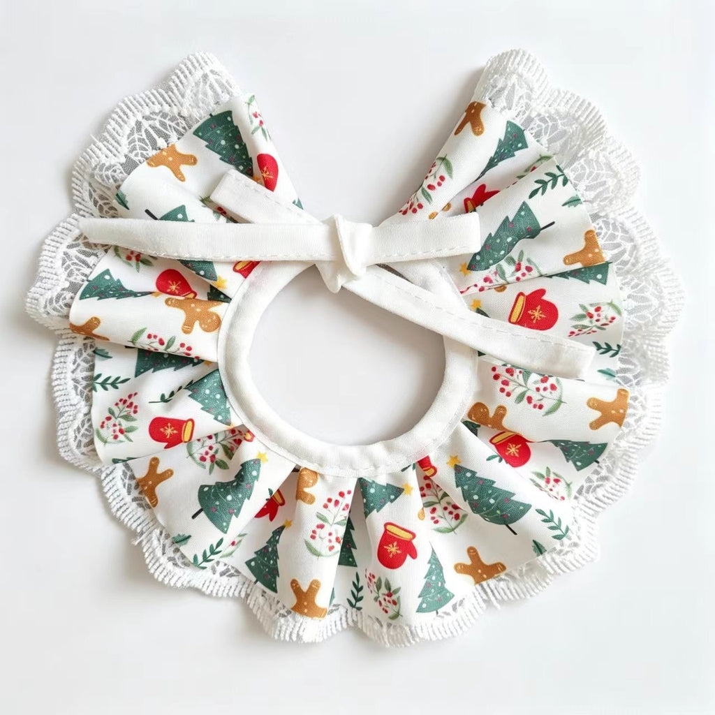 Christmas Pet Collar Ruffle Bandana Holiday Dog Accessory