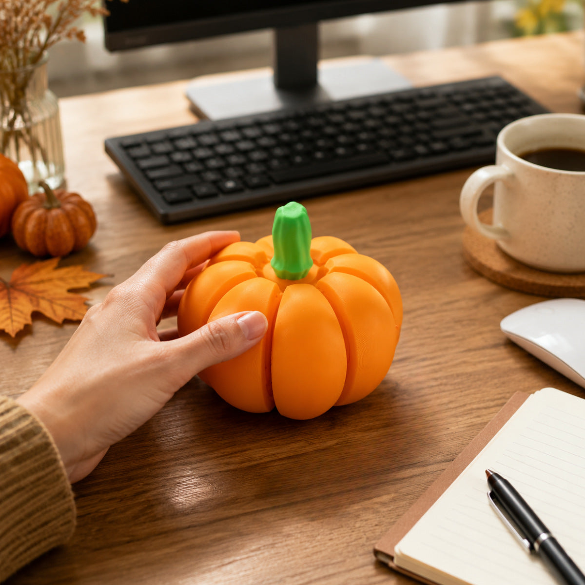3D Printed Pumpkin Halloween Decoration Keychain Fidget Accessory