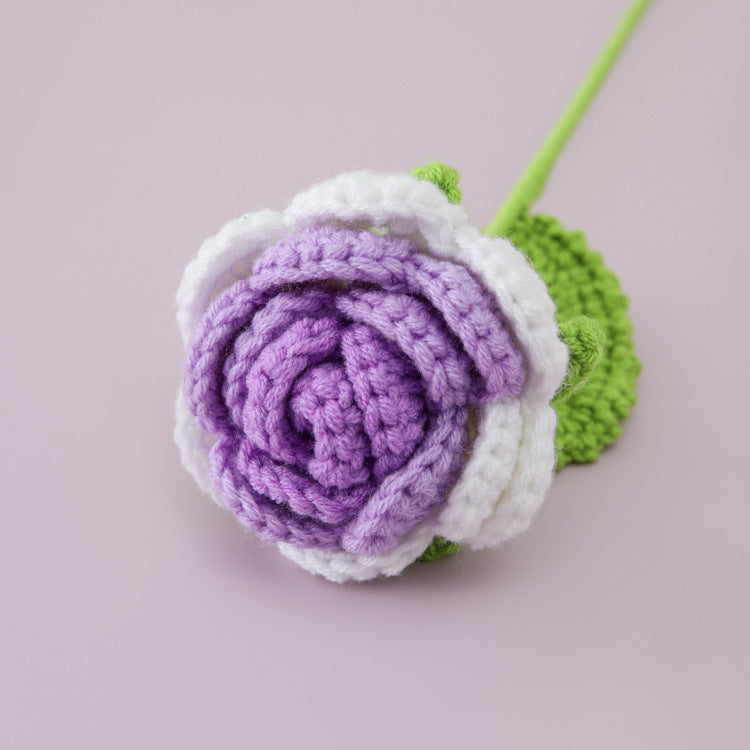 Valentine Crochet Rose Artificial Flower for Home Decor