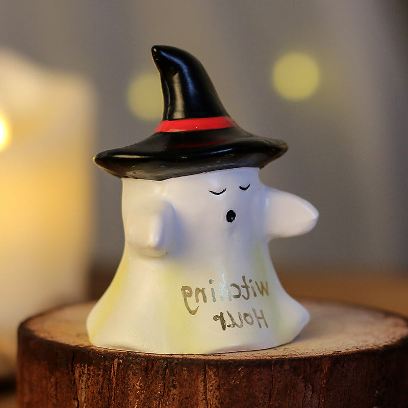 Halloween Resin Ghost Witch Figurine Tabletop Desk Decor