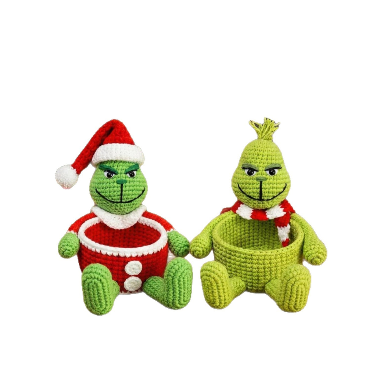Handmade Crochet Grinch Storage Basket Christmas Decor