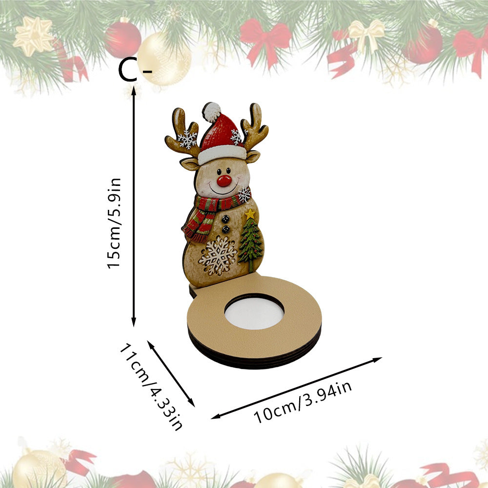 Christmas Wooden Character Candle Holder Tabletop Decor