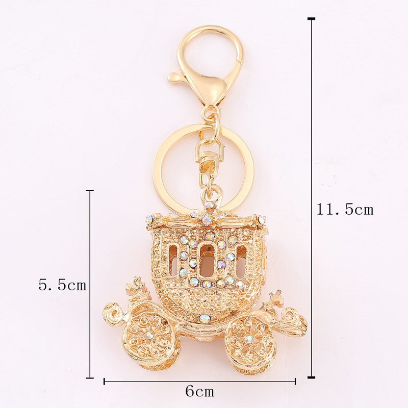 Valentine Pumpkin Carriage Crystal Keychain Metal Charm