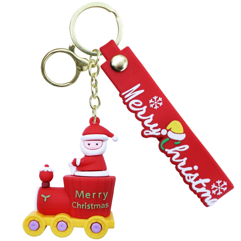 Christmas PVC Soft Rubber 3D Charm Cute Keychain Ornament