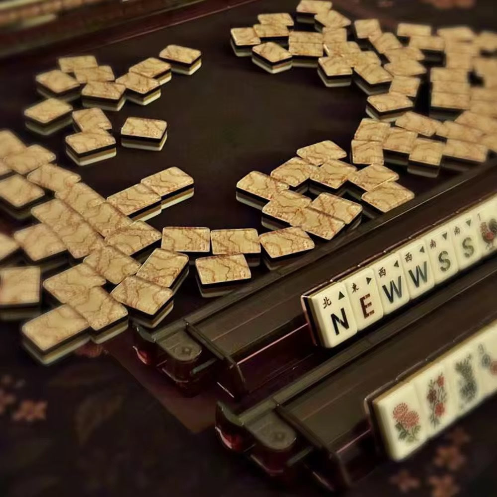 Acrylic Mahjong Set Marble Pattern Game Tiles