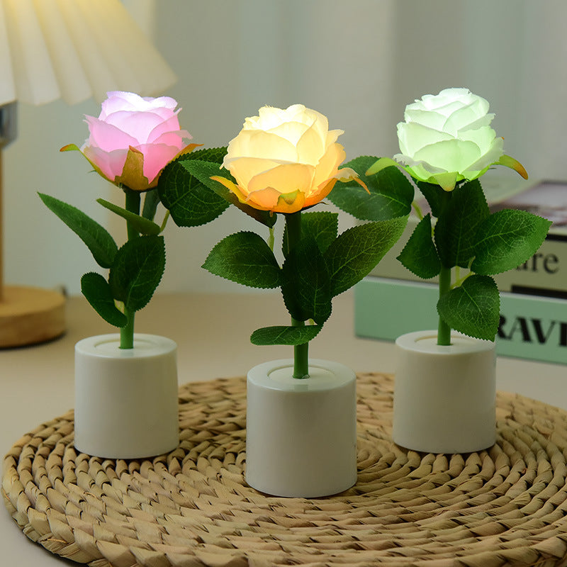 Mini LED Rose Night Light Bedroom Tabletop Decor