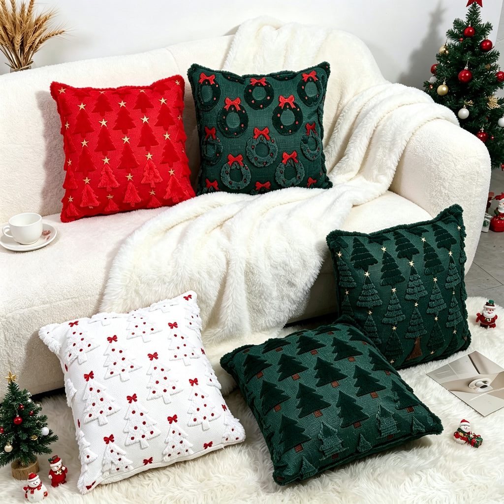 Christmas Tree Pattern Pillow Cover Holiday Home Decor