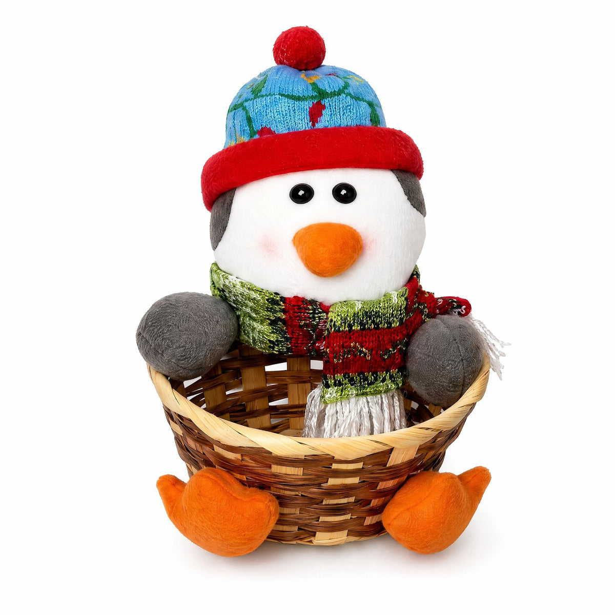 Rattan Christmas Candy Basket Holiday Tabletop Decor