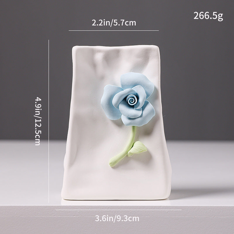 Ceramic Flower Vase Modern Floral Relief Home Decor Accent