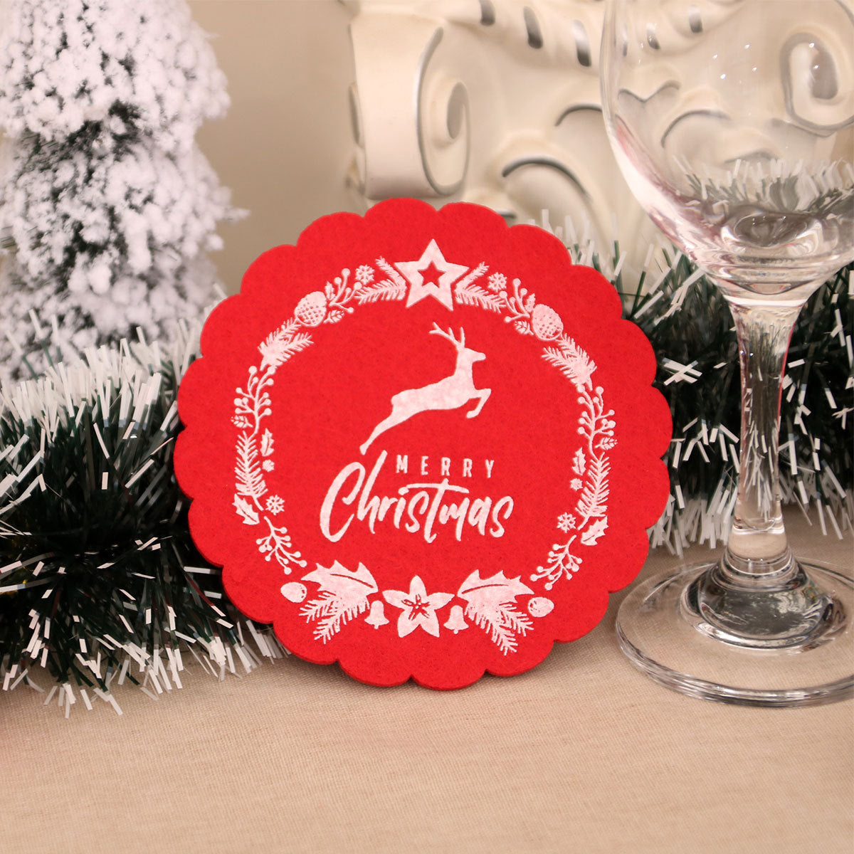 Christmas Felt Coaster Holiday Table Decor