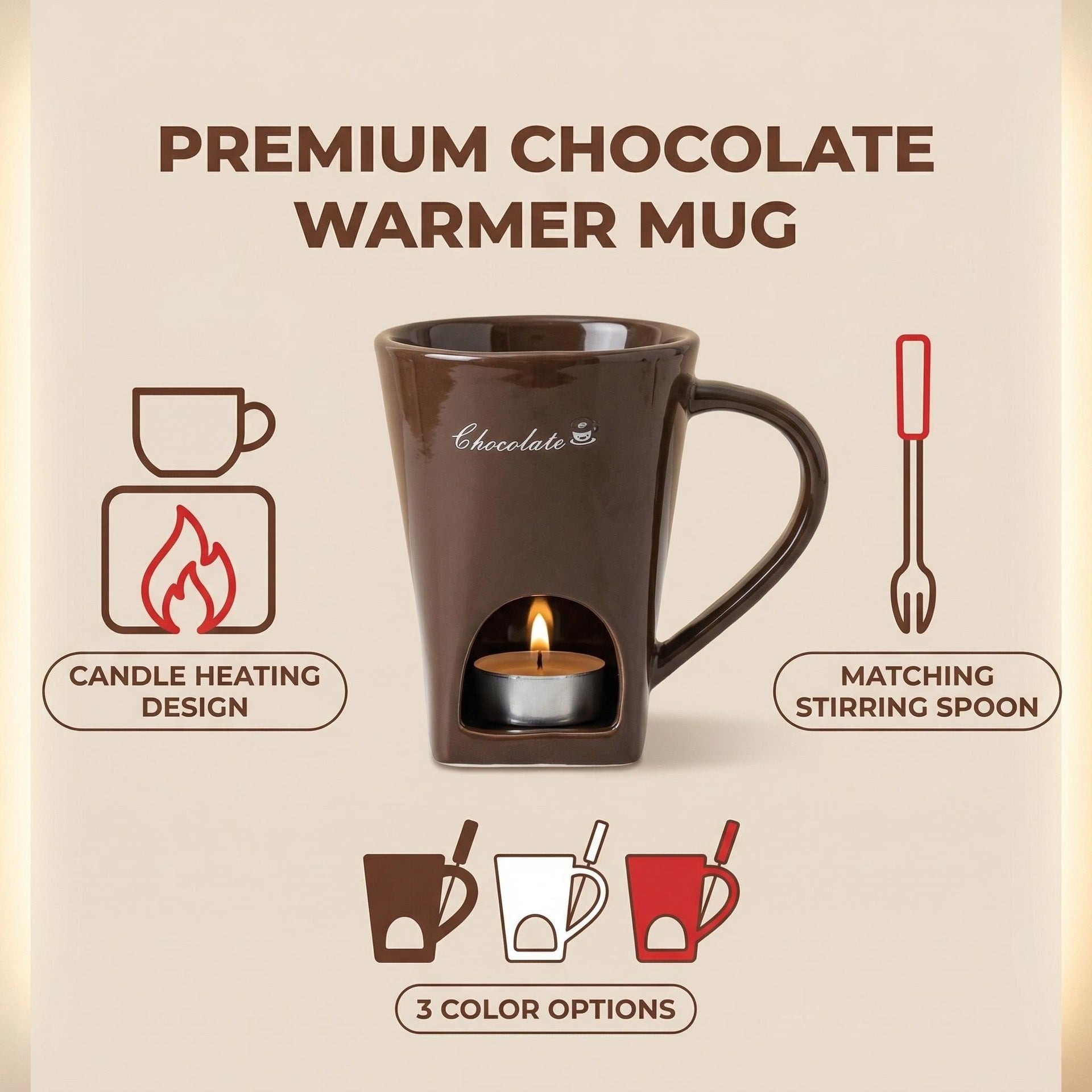 Ceramic Chocolate Mug with Hollow Candle Holder for Hot Drinks