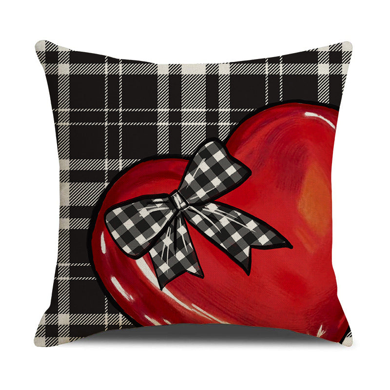 Valentine Plaid Heart Truck Pillow Covers Love Decor Set