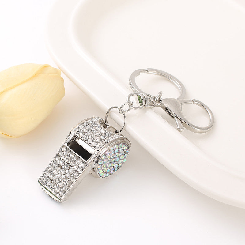 Rhinestone Whistle Keychain Key Ring Valentine Gift